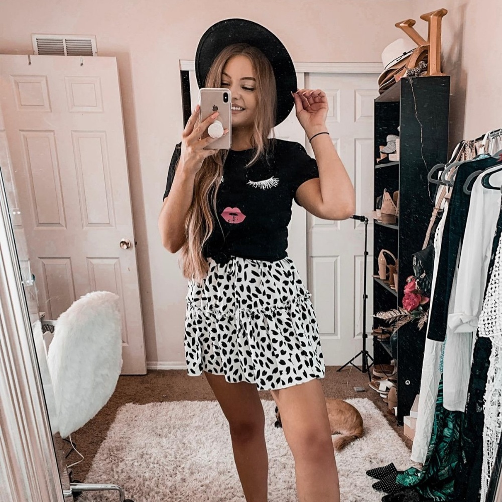 Cute High Waist Ruffle Skirt Floral Print Swing Be